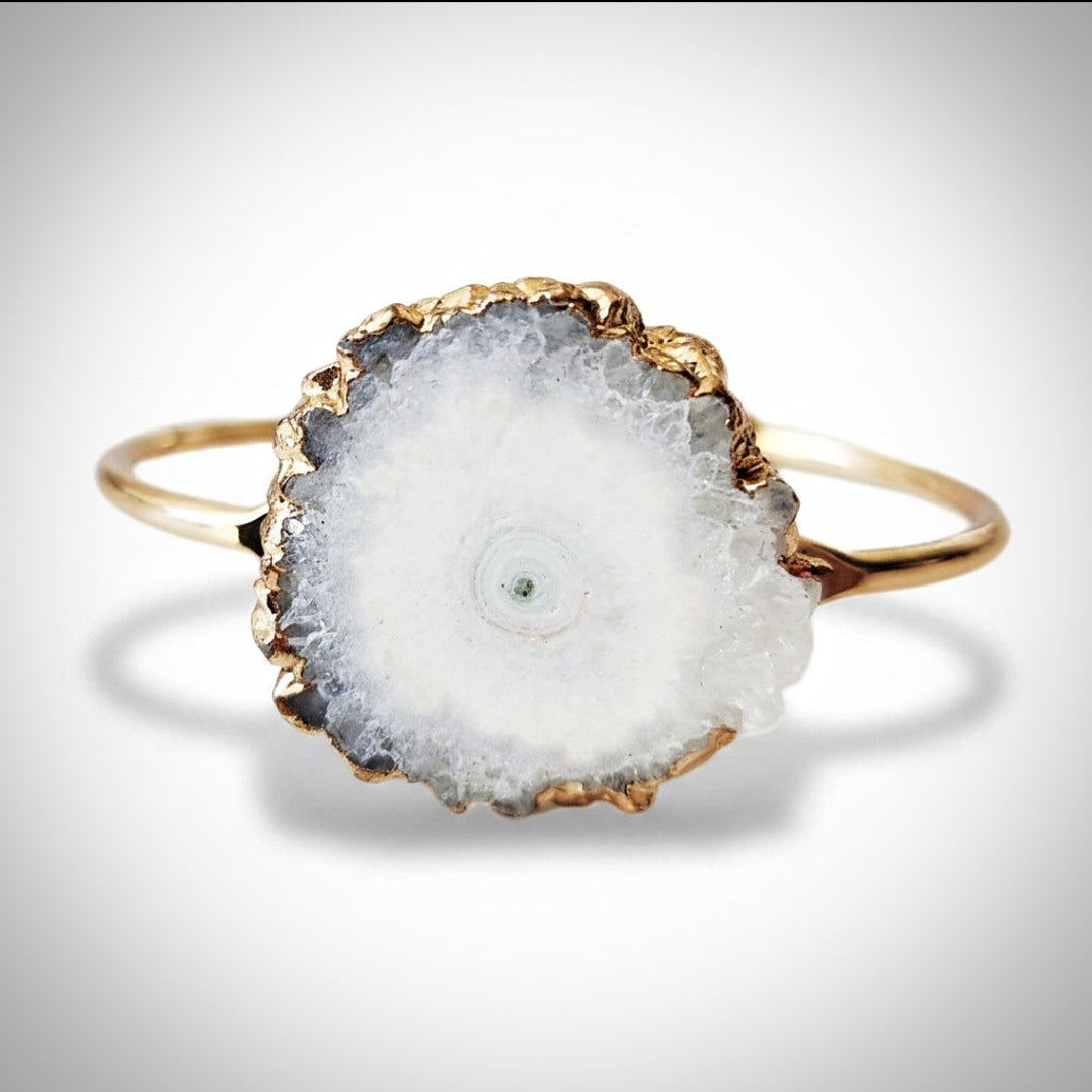 White Geode Slice Cuff Bracelet