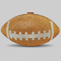 Burnt Orange UT Longhorns Crystal Football Clutch