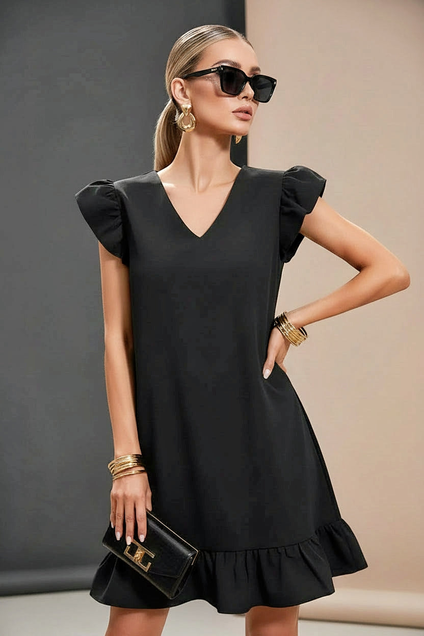 Black Ruffle Mini Dress