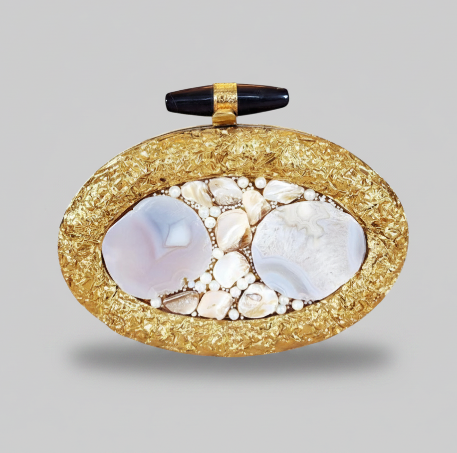 Gold Agate Slice Clutch