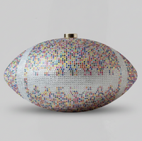 Multicolored Crystal Football Clutch Purse