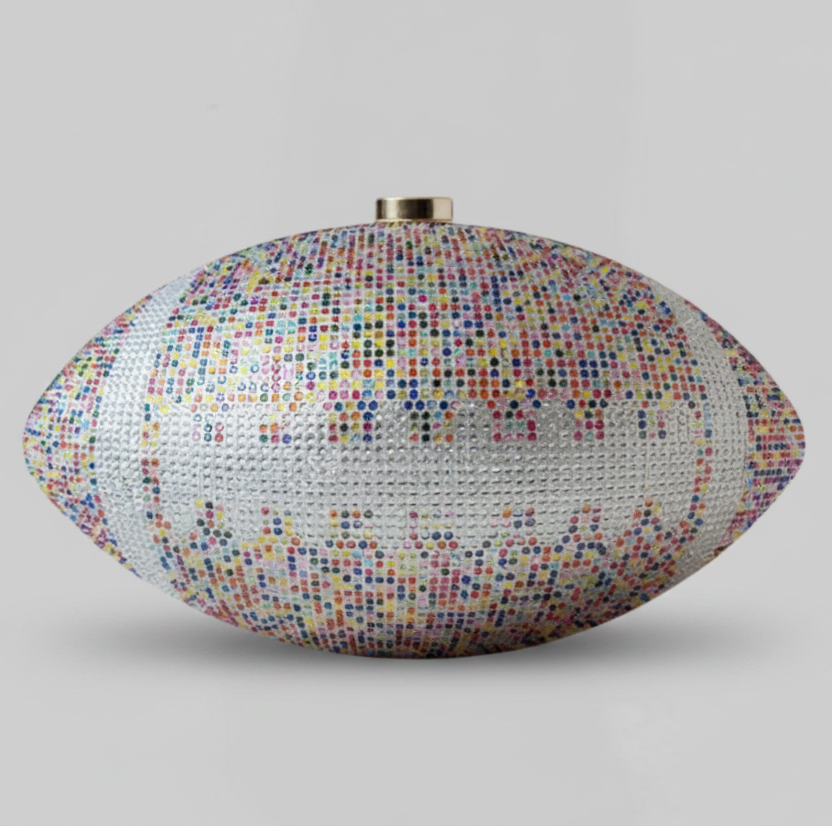 Multicolored Crystal Football Clutch Purse