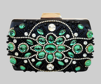 Black and Green Jeweled Clutch