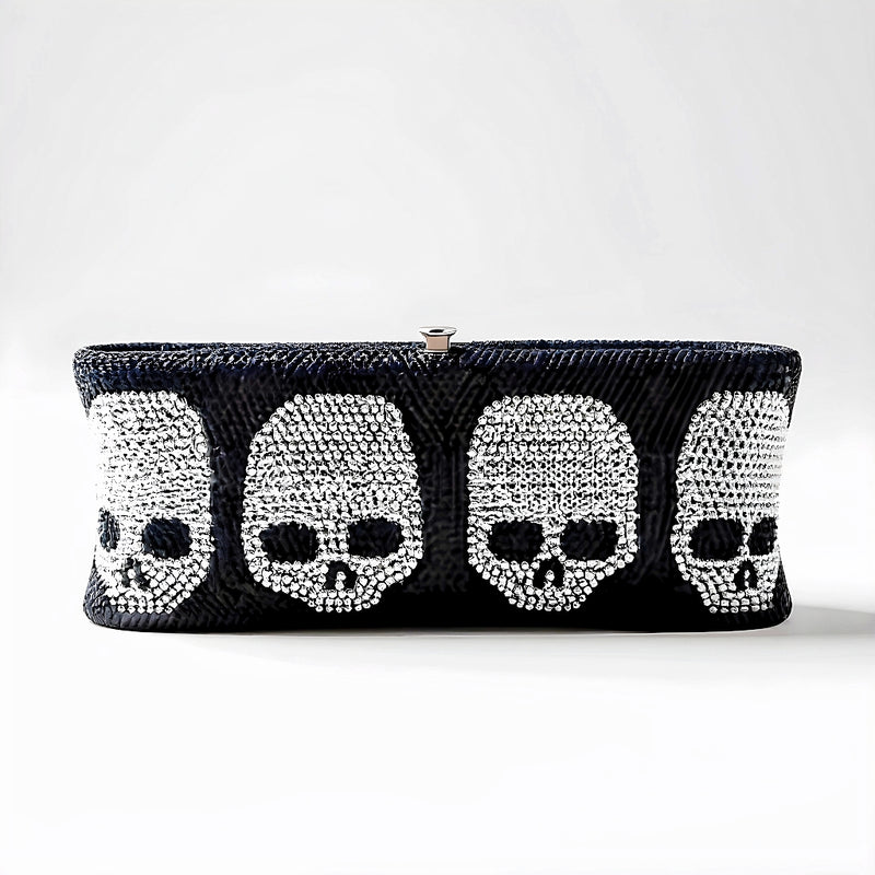 Black Skull Crystal Clutch