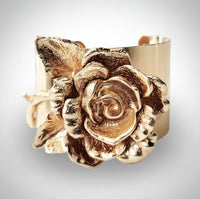 Gold 3D Flower Cuff Bracelet