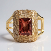 Natural Amethyst Color Changing Stone Gold Cuff