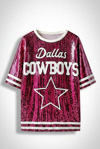 Dallas Cowboys Hot Pink Oversized Sequin Shirt