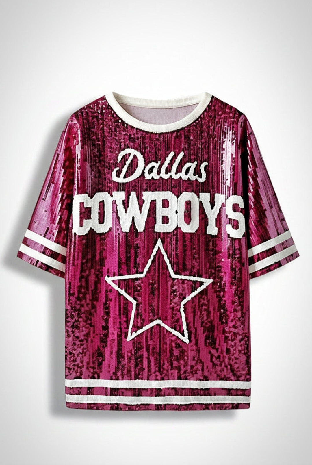 Dallas Cowboys Hot Pink Oversized Sequin Shirt