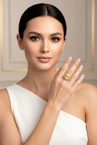Sterling Silver Yellow Zircon Pave Ring
