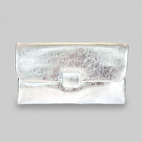 Silver Leather Clutch