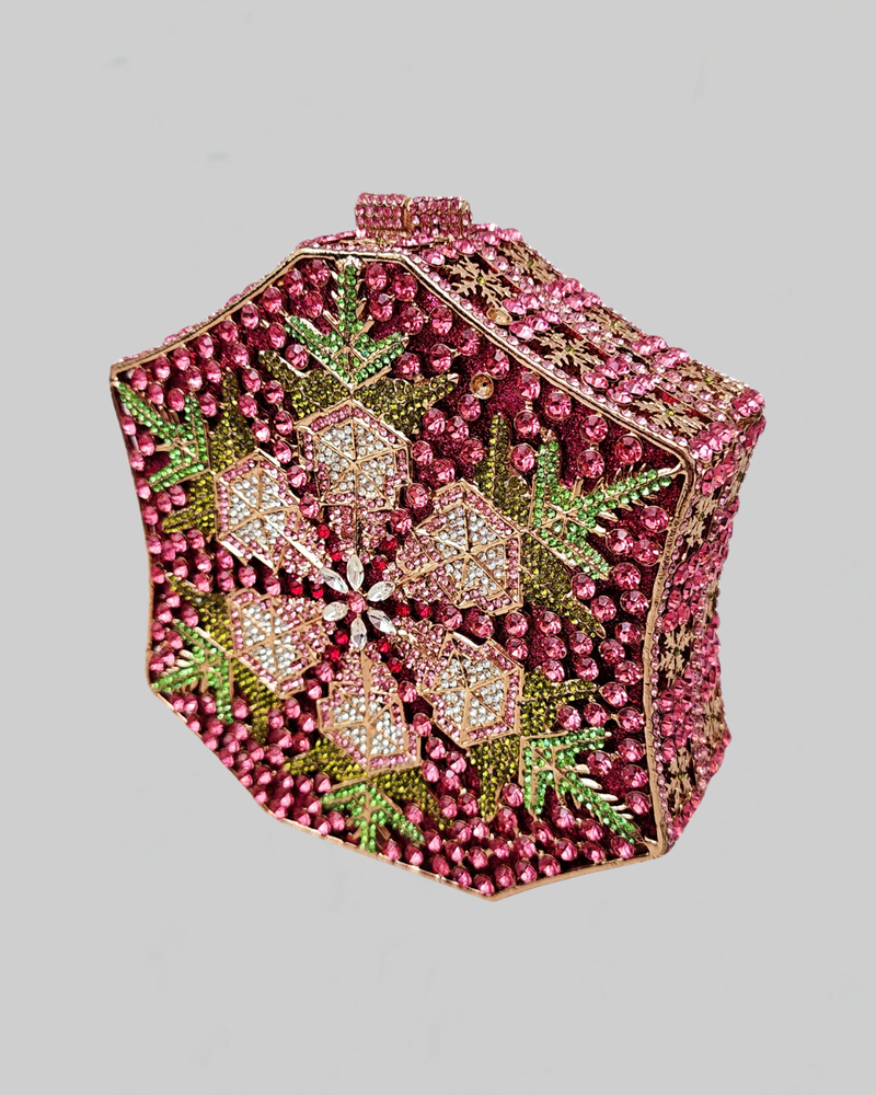 Pink Snowflake Crystal Clutch