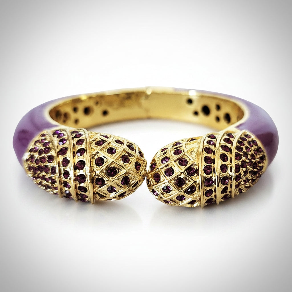 Purple and Gold Pave Cuff Bracelet