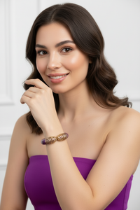 Purple and Gold Pave Cuff Bracelet