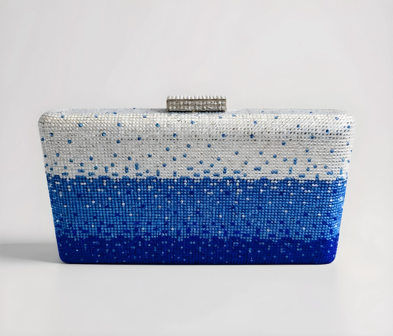 Blue and Silver Crystal Clutch