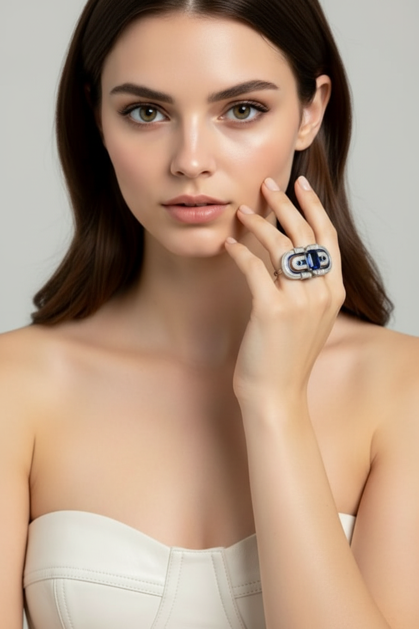 Sterling Silver Modern Sapphire Ring