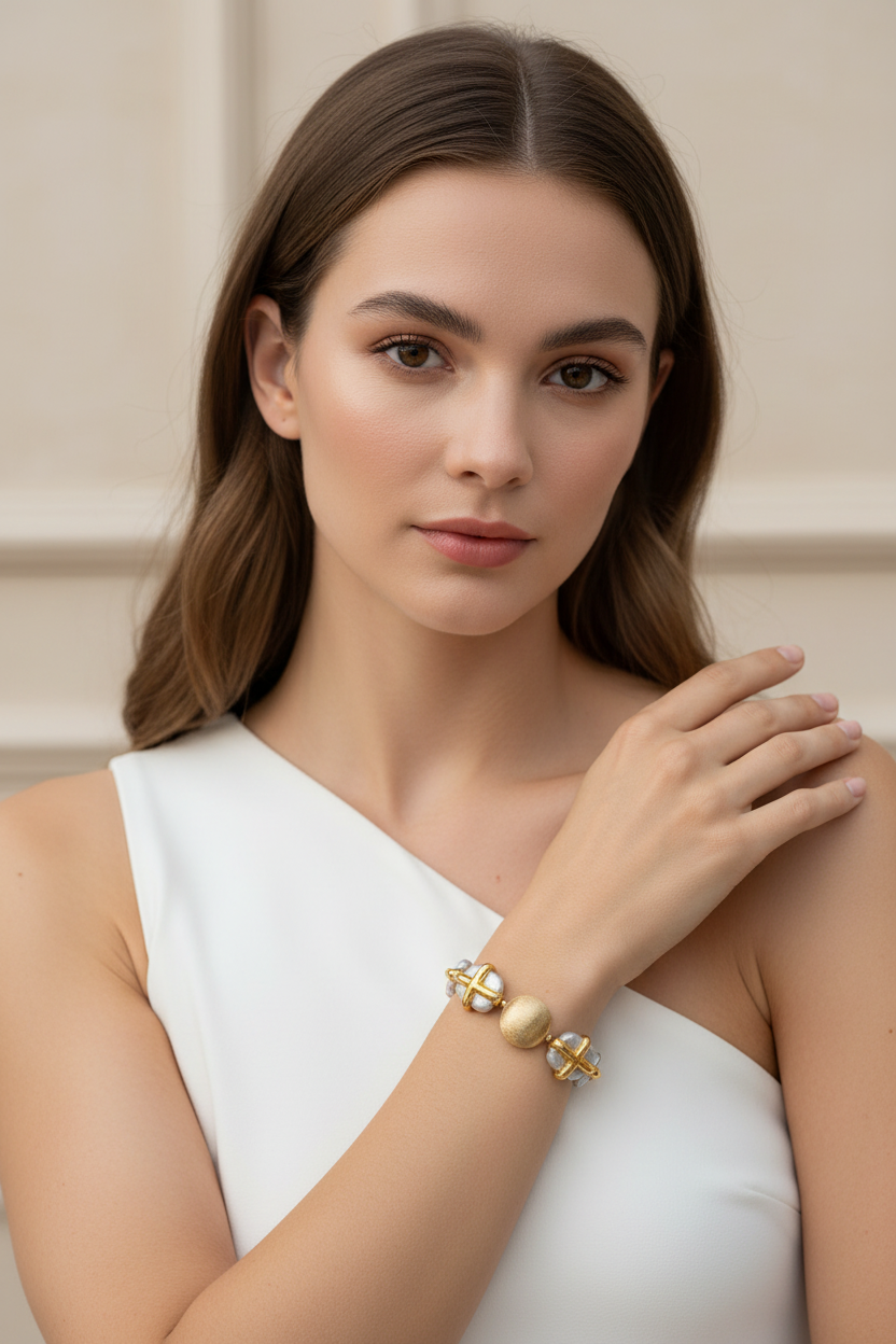 Gold and Pearl Bracelet