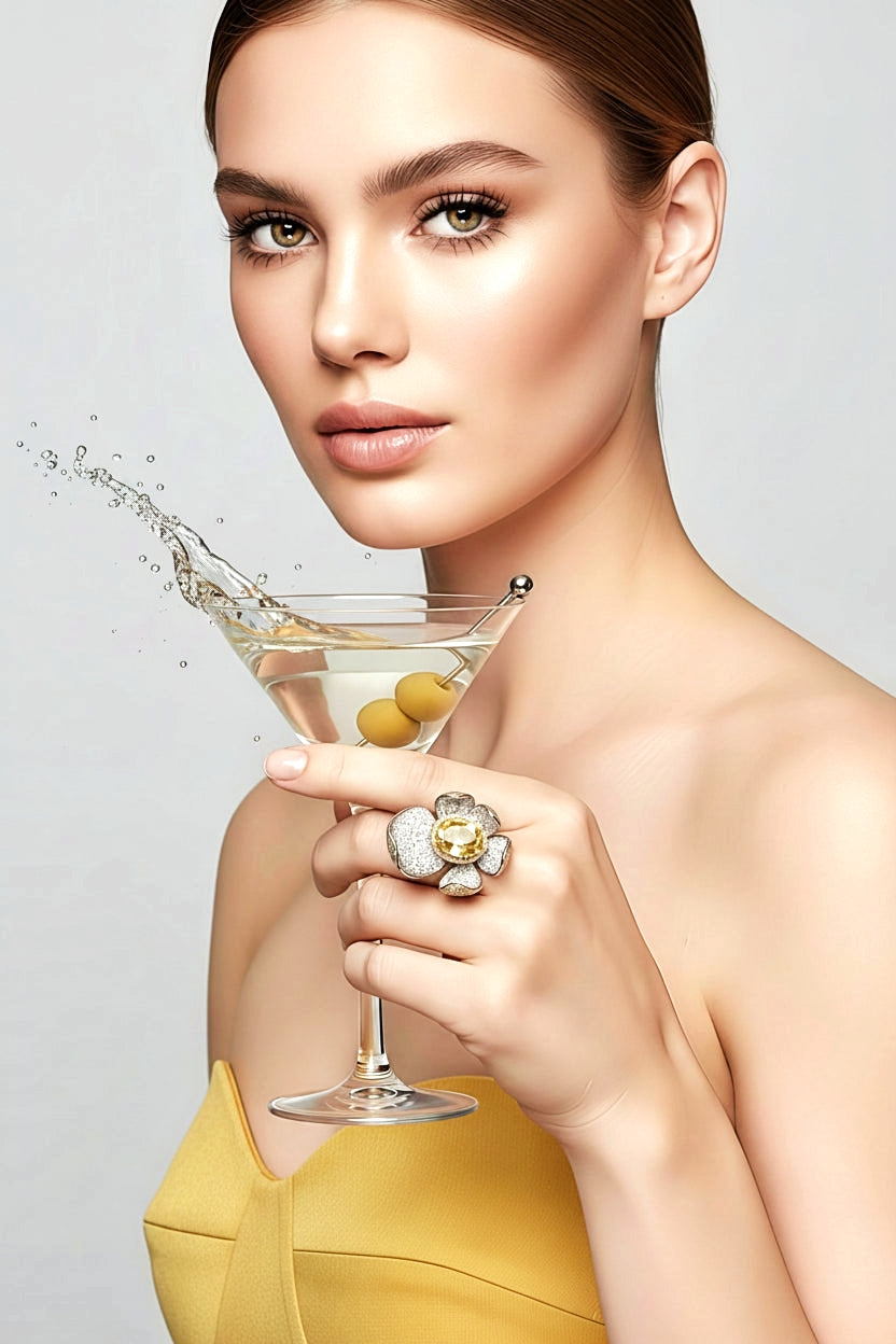 Sterling Silver Citrine Flower Ring