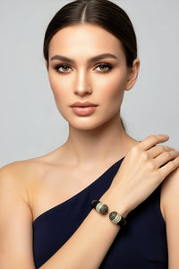 Navy Blue and Pave Stone Cuff