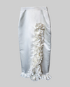 Ivory Satin Long Ruffle Skirt