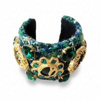 Green and Blue Jeweled Cuff Bracelet