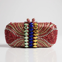 Red Multicolored Crystal Clutch