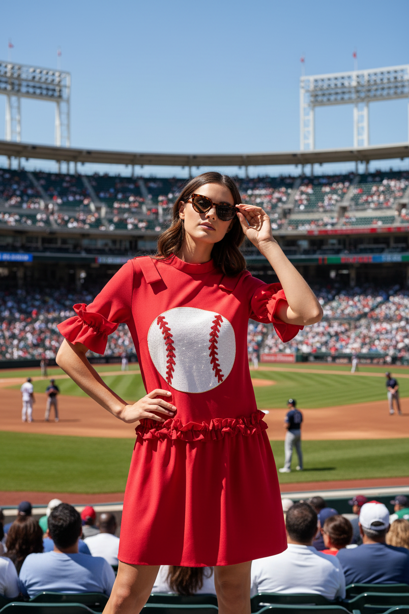 Red Sequin Baseball Dress