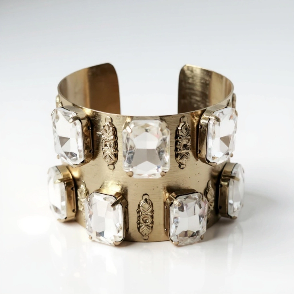 Gold Jeweled Cuff Bracelet
