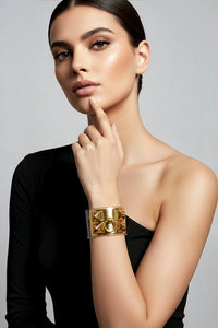 Gold and Transparent Cuff Bracelet