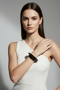 Modern Black Resin Cuff Bracelet