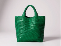 Green Woven Purse and Makeup Bag