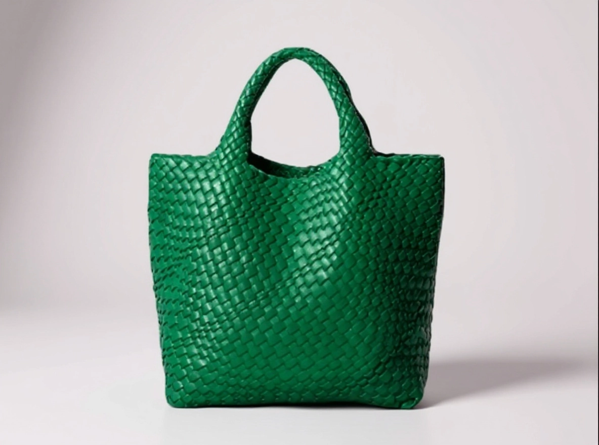 Green Woven Purse and Makeup Bag