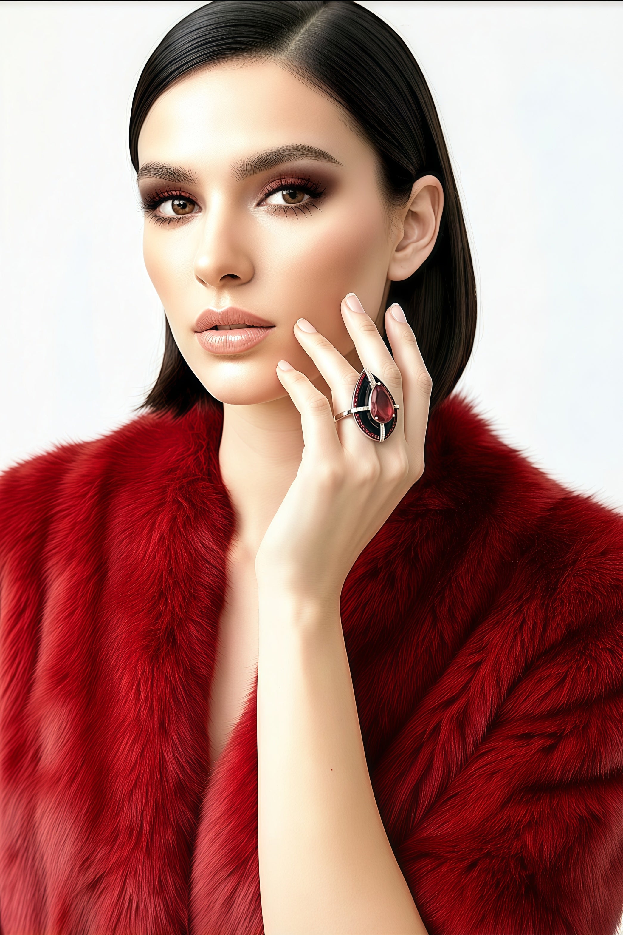 Sterling Silver Red and Black Ring