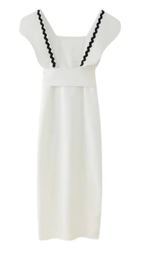 Ivory Zigzag Black Trim Dress