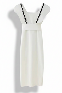 Ivory Zigzag Black Trim Dress