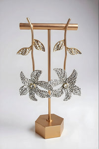 Silver and Gold Floral Drop Earrings