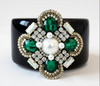 Black and Green Jeweled Cuff Bracelet