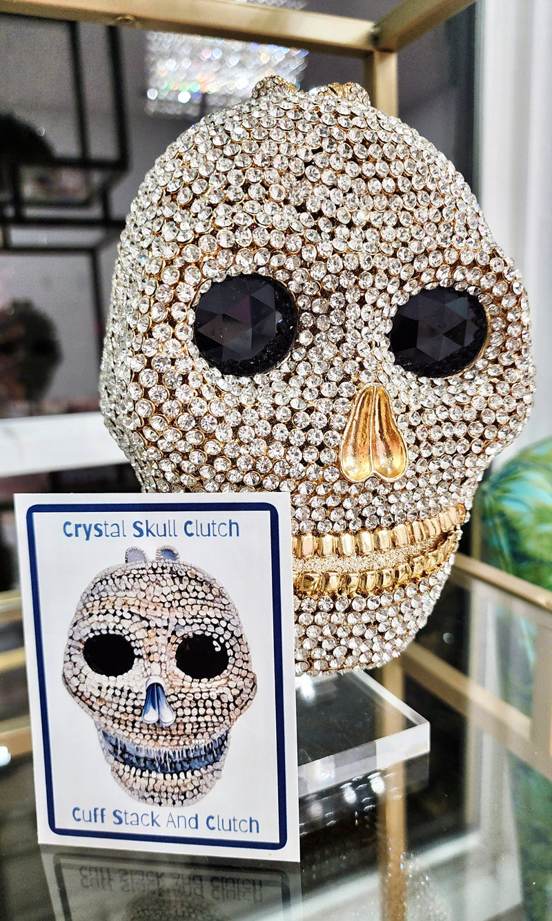 Silver Skull Crystal Clutch