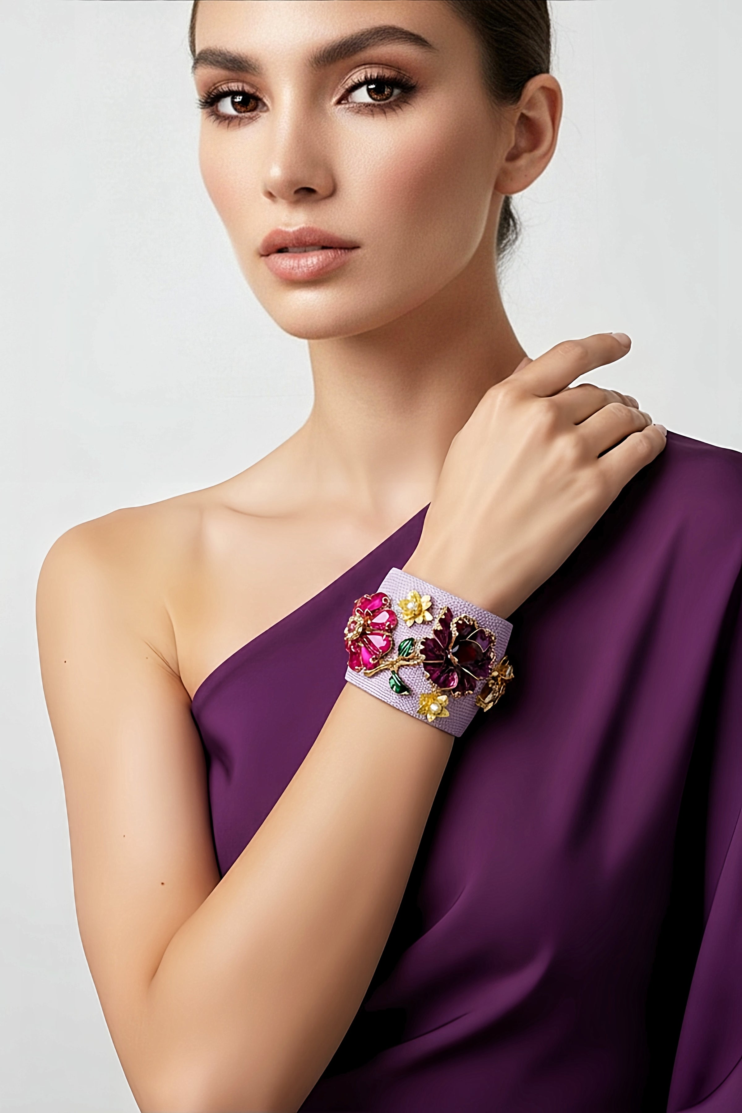 Purple Flower Cuff Bracelet