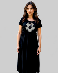 Black Sequin Soccer Ball Maxi Dress