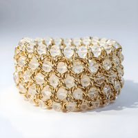Gold and Transparent Beaded Stretch Bracelet