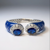 Blue Diamond Enamel Cuff Bracelet