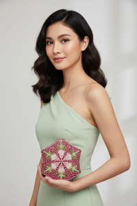 Pink Snowflake Crystal Clutch