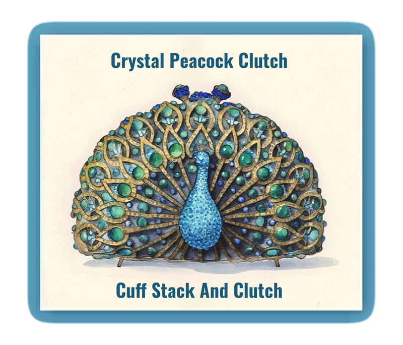 Blue and Green Crystal Peacock Clutch