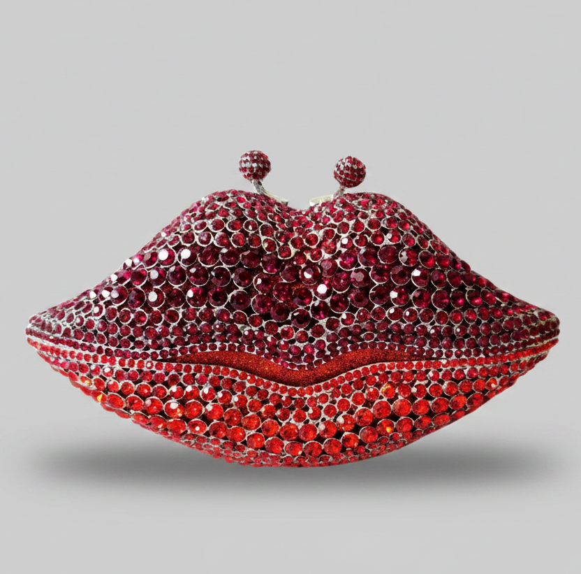Red Lips Crystal Clutch