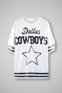 Dallas Cowboys White Sequin Oversized Shirt