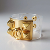 Gold and Transparent Cuff Bracelet