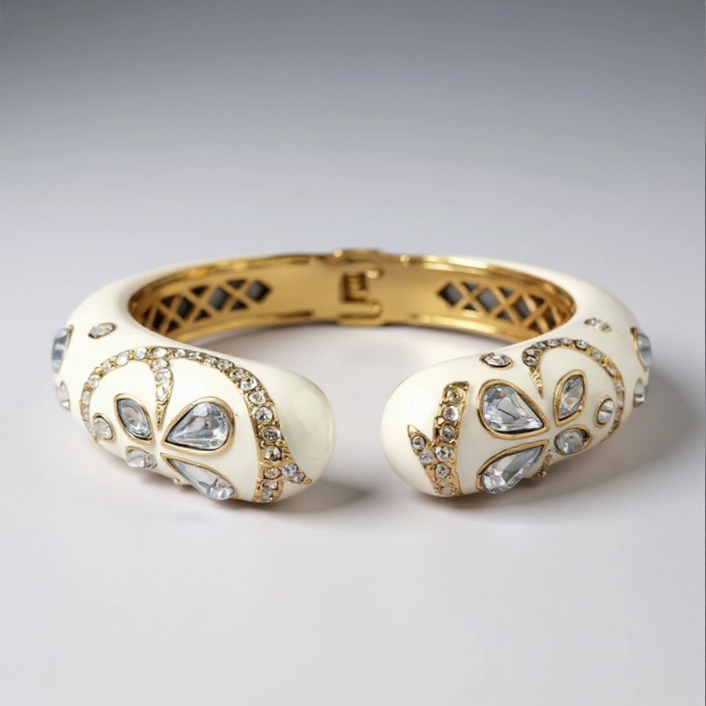 Off White Jeweled Cuff Bracelet