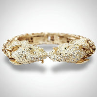 Gold Double Elephant Head Cuff Bracelet