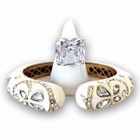 Off White Diamond Enamel Cuff and Sterling Silver Diamond Ring