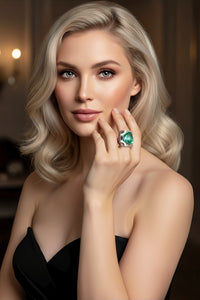 Sterling Silver Exquisitely Detailed Iced Cut Paraiba Diamond Ring